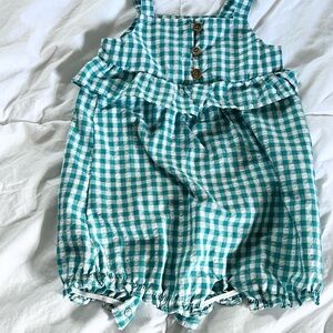 Carter's Teal Gingham Romper 9 month